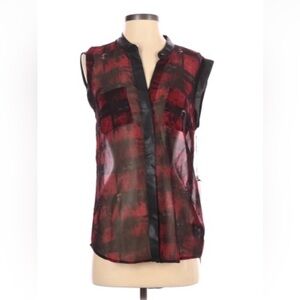 Rock & Republic Red and Black Sheer Sleeveless Blouse